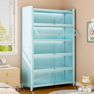 钢制书柜带玻璃门落地书架客厅防尘手办展示柜痛柜铁皮收纳储物柜