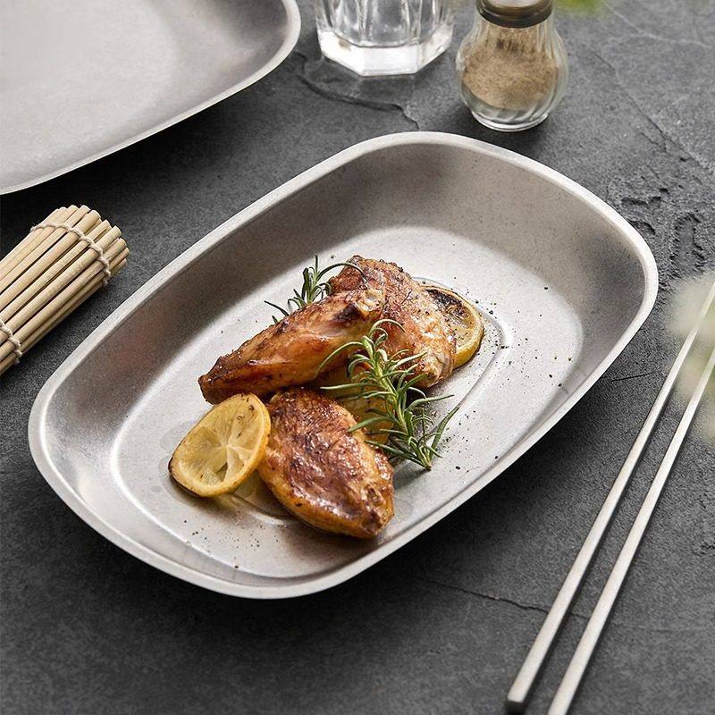 复古工业风餐具牛排餐盘薯条炸鸡盘美式马口铁盘小吃盘不锈钢托盘,餐饮具,盘,淘宝优惠券,粉丝福利购,淘宝优惠卷