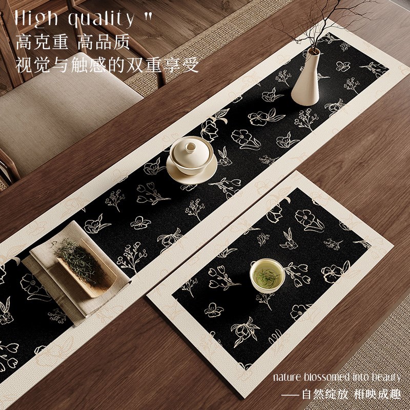 茶席轻奢高级感硅藻泥吸水茶桌垫茶台专用茶杯垫中间长条茶桌垫布