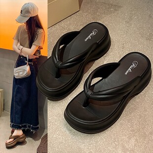 EVA5.5cm厚底人字拖女士夏外穿拖鞋 海边沙滩踩屎感凉拖夹脚夹板鞋