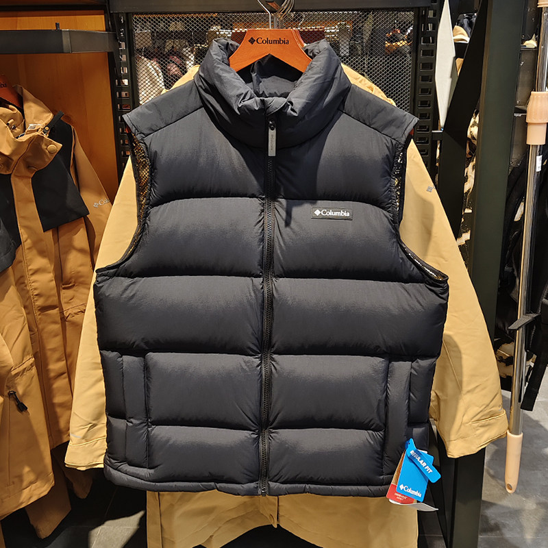 哥伦比亚羽绒服男2024秋冬户外拒水鹅绒700蓬金点羽绒马甲WE4939