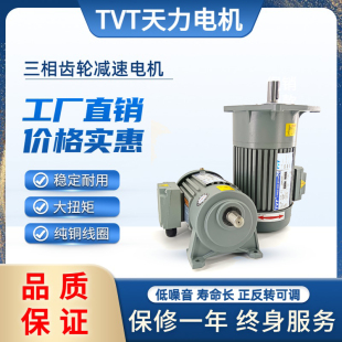 天力三相齿轮减速电机380V立卧式 3700W 调速单相220交流带刹车100