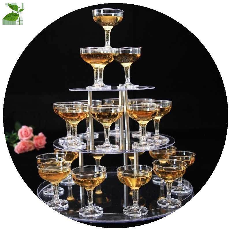 新款新款香槟塔婚庆道具三层圆形灯光款酒塔香槟杯塔婚礼酒店布置