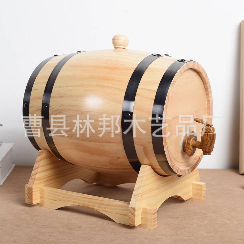 实木酒桶橡木酒吧吧台装饰摆件实木卧式红酒啤酒木桶可印logo