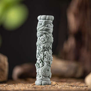 创意莲花台小盘龙柱茶宠茶玩摆件国潮精品鱼缸造景客厅桌面装饰品