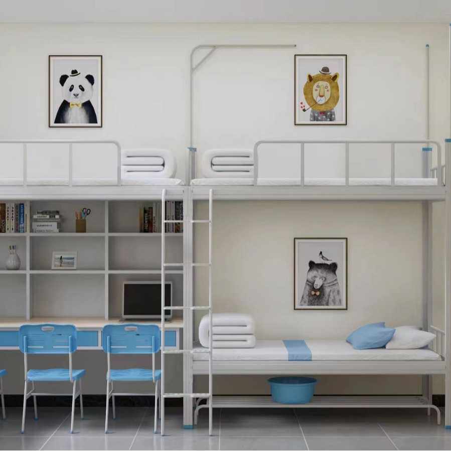 上床下桌学生公寓床员工宿舍带书桌衣柜高架双层床书桌柜组合铁床