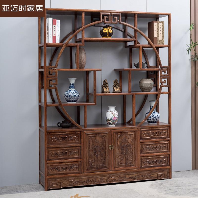 1.5米1.3米1.2米博古架实木新中式书柜古董茶室置物架客厅多宝阁