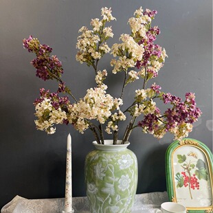复古千里香仿真丁香花客厅假花餐桌装饰摆设家居花艺创意摆件