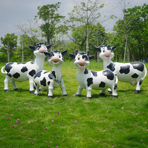 玻璃钢卡通奶牛摆件店铺雕塑幼儿园室外创意摆设牧场农场装饰模型