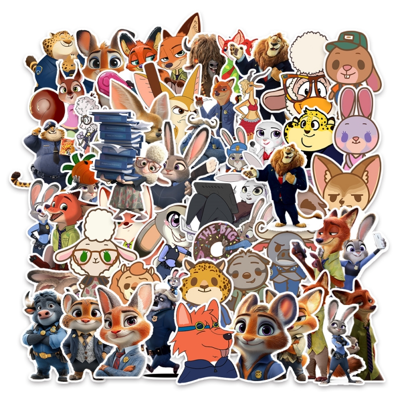 50张卡通疯狂动物城手机防水贴纸