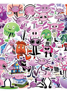 50张Kinito Pet卡通个性涂鸦贴纸装饰手机平板手账旅行箱滑板吉他笔记本ipad保温杯储物箱行李箱PVC防水材质