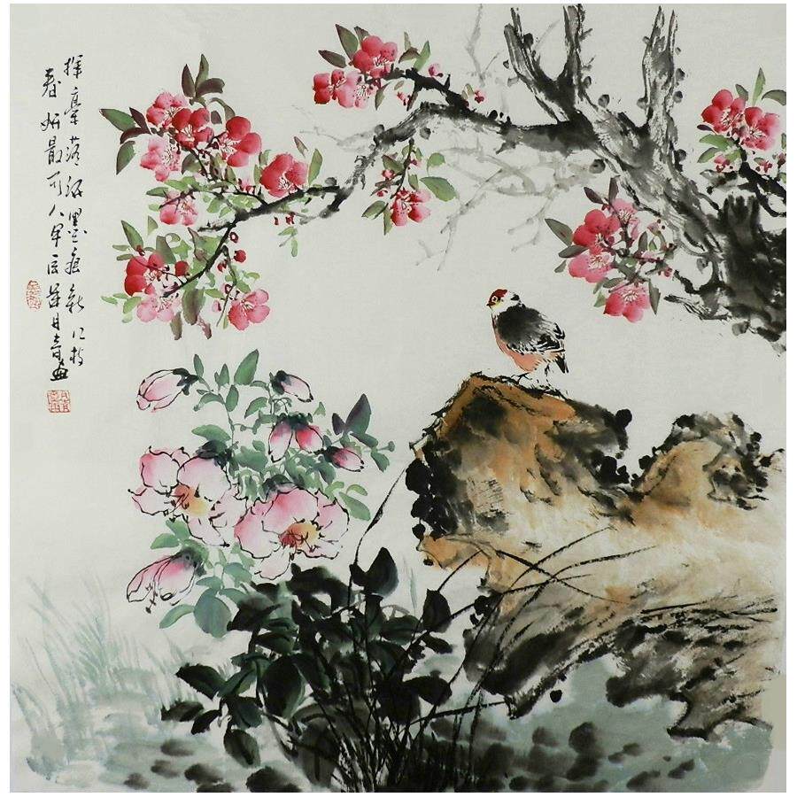 中国画花鸟画手绘字画新中国风客厅办公大厅装饰画133.2cm窦芳丹