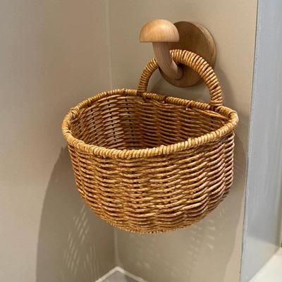 姜蒜篮子收纳筐编织筐编织篮仿藤编收纳篮手工小挂篮家用厨房壁挂