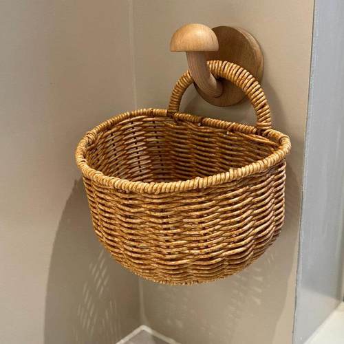 姜蒜篮子收纳筐编织筐编织篮仿藤编收纳篮手工小挂篮家用厨房壁挂