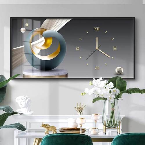 钟表挂画现代简约客厅装饰画餐厅挂画高级感时钟表画时钟挂画