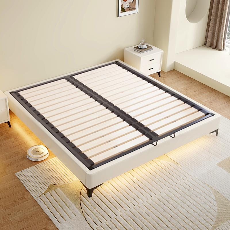 全实木无床头床钢木齐边无靠背榻榻米床可定制任意尺寸排骨架床架