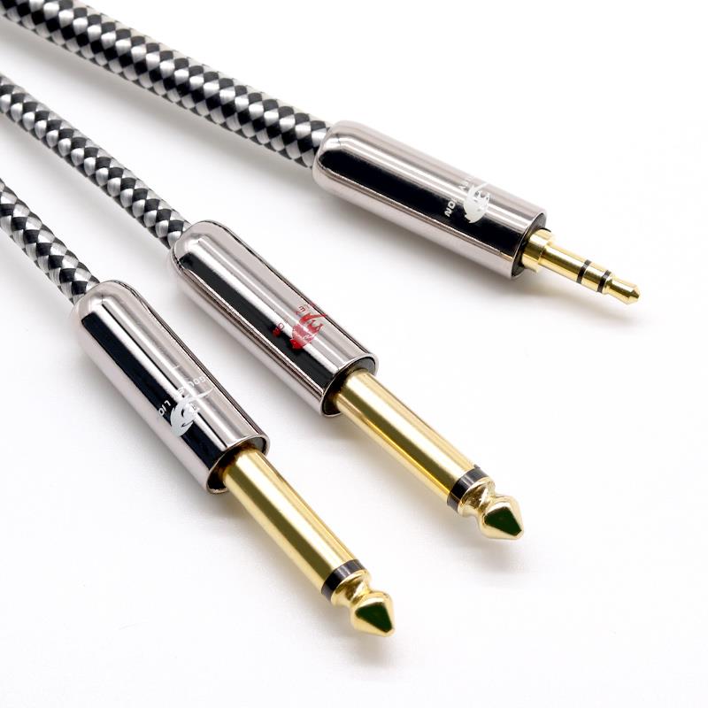 戈利狮3.5转双6.5音频线一分二转接头6.35mm大二芯公对公