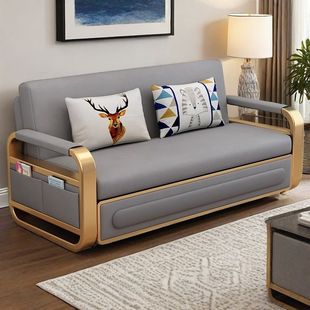 佛山工厂2025成人折叠床两用简易多功能储物伸缩推拉可折叠沙发床