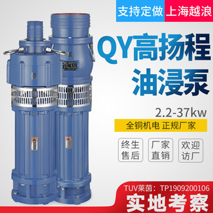 潜水泵大流量农田灌溉泵清水喷泉泵380V高扬程 上海越浪QY油浸式