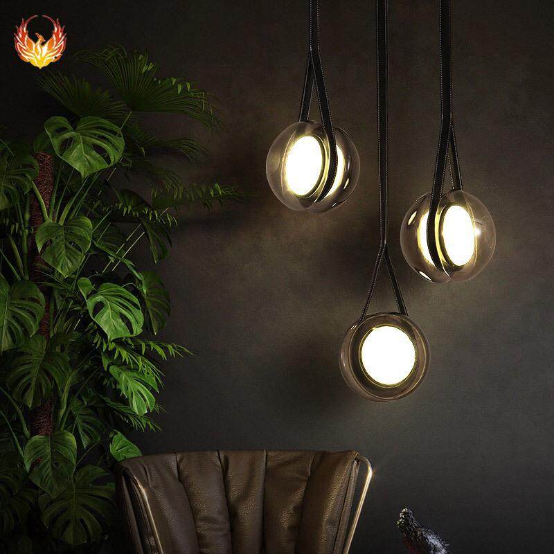 北欧溜溜球餐厅吧台小吊灯简约卧室床吊灯创意艺术客厅LED玻璃灯