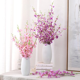 跳舞兰仿真花套装假花束瓶 家居客厅装饰欧式蝴蝶Y兰花瓶摆件