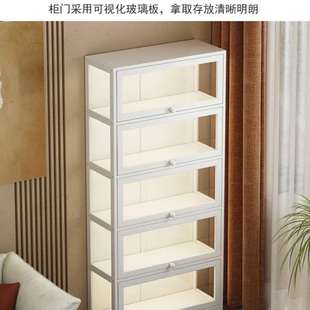 白色学生书架家用置物架落地收纳架防尘带门桌面儿童书柜储智圆