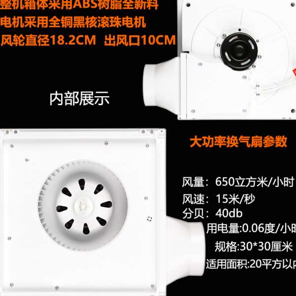 雷仕精集成吊顶换气扇300x300厨房卫生间大功率排气风扇静音