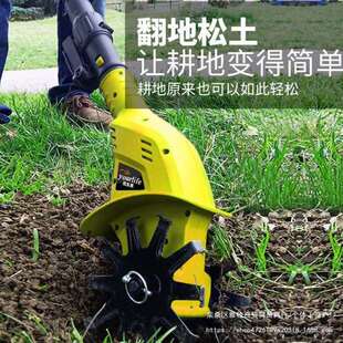 手持锂电微耕机松土机农用翻土机小型家用电动锄头挖土旋耕地机