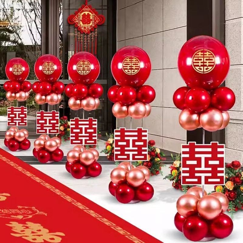 气球拱门门头结婚布置婚庆婚礼大门口装饰半圆拱形W门支架全套装