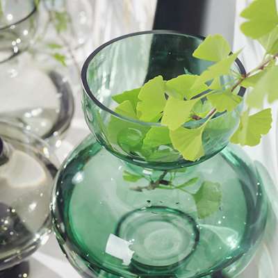 绿色玻璃葫芦花北欧风格创意简约设计款花摆件客厅样板间插花