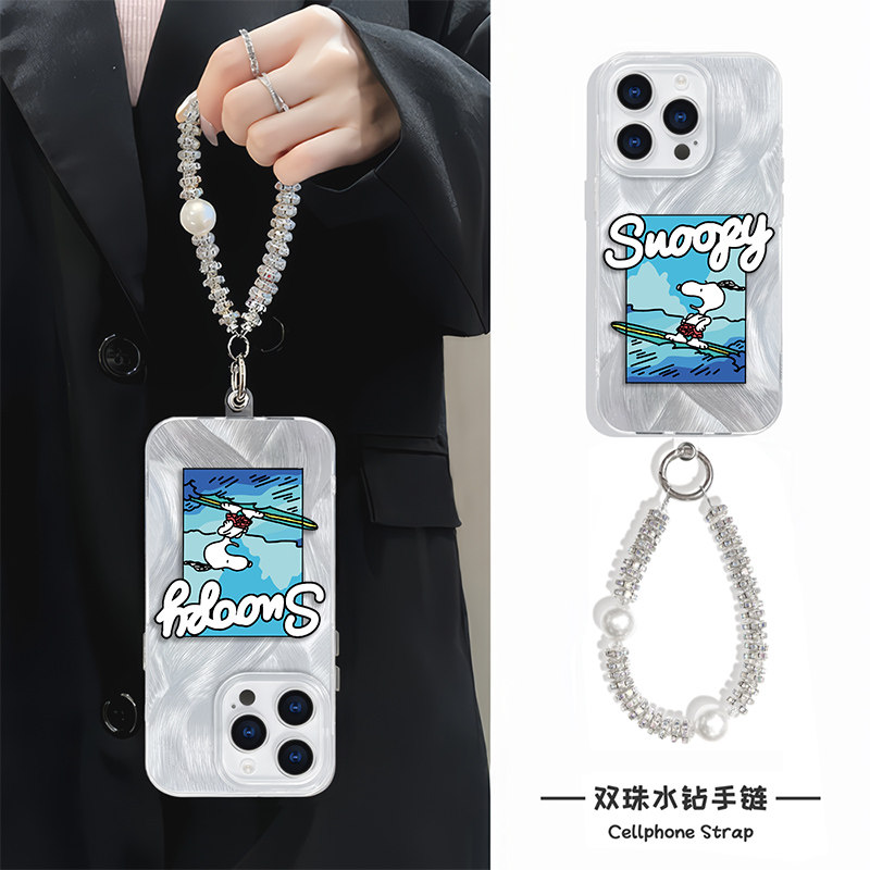 iPhone14promax手机壳带挂绳15plus适用苹果16e硬华为nova12Ultra羽纱OPPOreno13冲浪史努比荣耀MAGIC7高级感