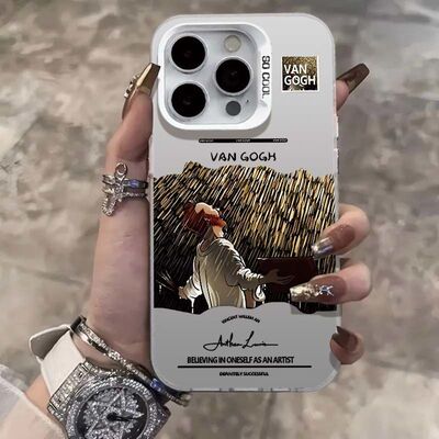 红米TURBO4手机壳OPPOReno13彩银小米CIVI5PRO淋雨梵高苹果15ProMax小众华为nova14适用iPhone16硬荣耀400pro