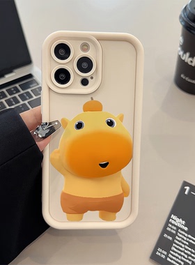 苹果17pm手机壳软16plus适用iPhone13糖果1512ProMax打招呼水豚噜噜VIVOY300卡通华为NOVA14ULTRA可爱真我gt7