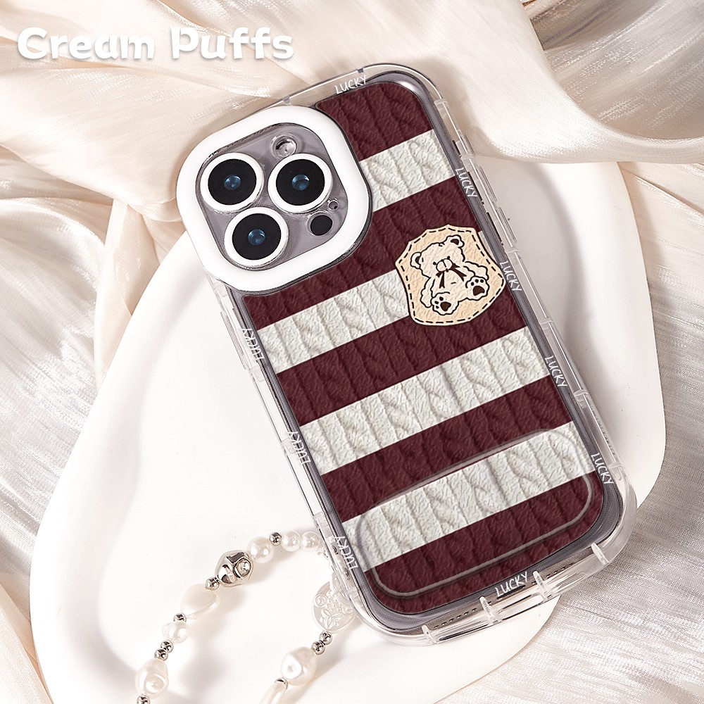 OPPOReno15手机壳软苹果14镜子支架13适用华为麦芒40少女心小米17ProMax毛衣小熊12创意iPhone16带挂绳iQOOz9