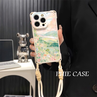 春日风景Nova14防摔15plus手机壳软12ProMax小清新适用iPhone17荣耀Magic8四角开孔13透明苹果16斜挎手腕挂绳