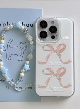 iPhone16适用硬15大孔14plus苹果13手机壳带挂绳12ProMax不规则蝴蝶结荣耀X70IOPPOFINDX8VIVOIQOONEO9小米15