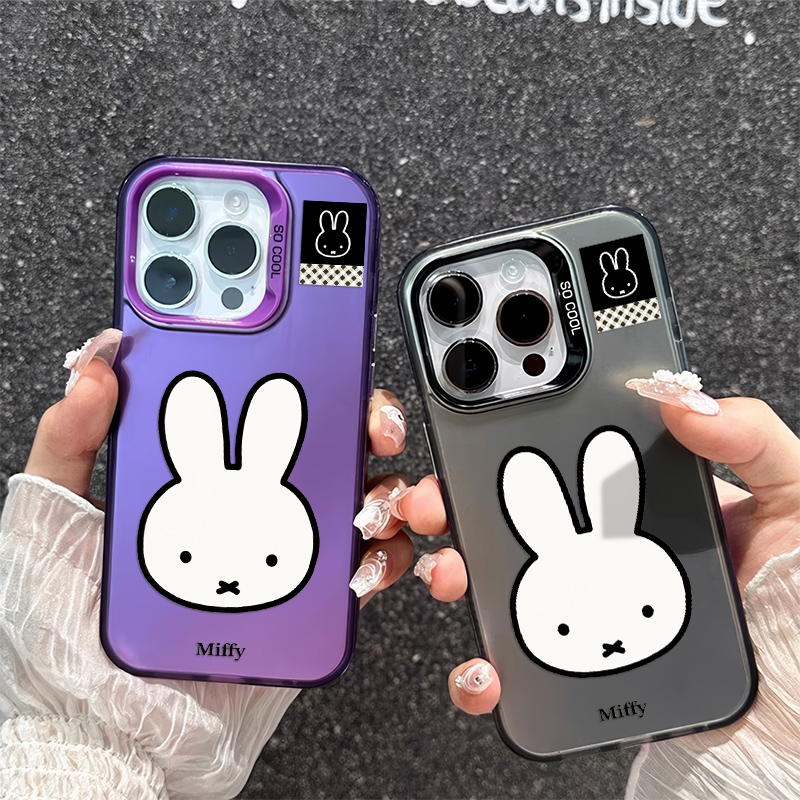 红米note14高级感iPhone13适用12少女心苹果16plus彩银手机壳硬15ProMax可爱米菲兔华为Mate60小众荣耀MAGIC6