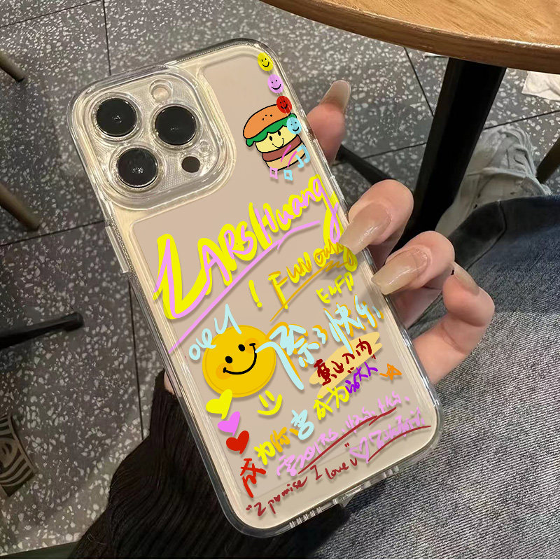 ins风苹果16黄子弘凡周边笑脸OPPORENO14透明软适用15ProMax创意iPhone12手机壳VIVOIQOO13小众红米TURBO4PRO