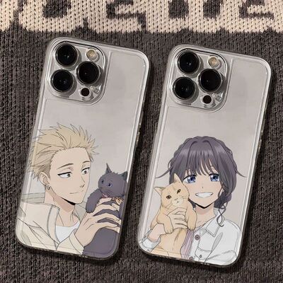 适用红米K90MAX卡通适用iPhone13苹果15创意透明软12ProMax适用14PLUS手机壳情侣花熏凛然抱猫适用OPPORENO16