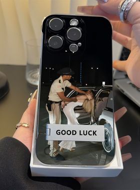 自由民主iPhone14无边框硬15Plus透明P70超薄FINDX8高级感S20美式苹果16ProMax手机壳带支架12小众iQOO13适用