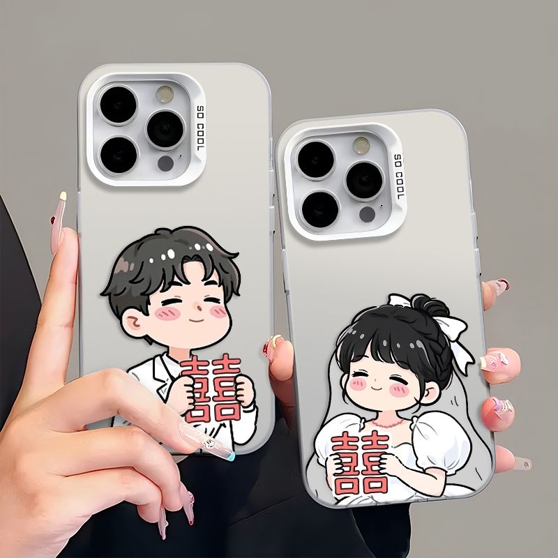 苹果13手机壳12promax硬iPhone16彩银15适用14plus婚纱情侣卡通红米k80创意VIVOS30PROMINI新款真我NEO7TURBO