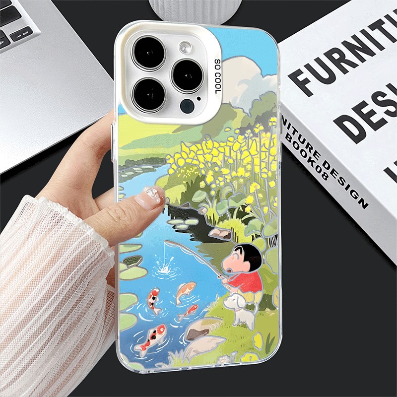 苹果17ProMax钓鱼小新16手机壳红米note15卡通红米TURBO4彩银14硬iPhone13适用12可爱荣耀MAGIC8创意VIVOx300