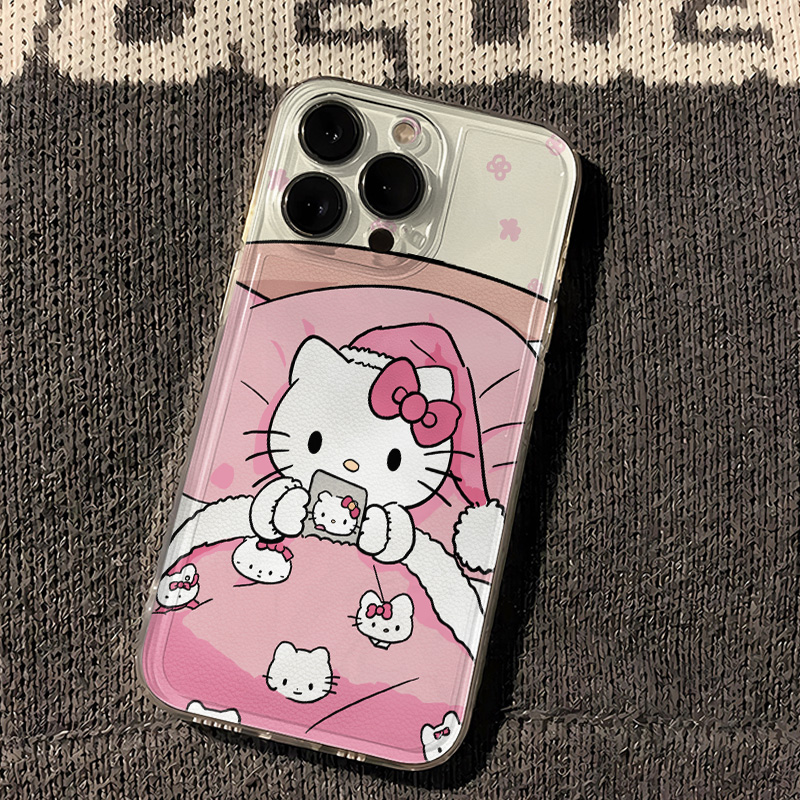 睡觉凯蒂猫iPhone16可爱苹果15ProMax荣耀POWER手机壳小米14卡通IQOO13透明软适用华为Nova12活力版VIVOX200S