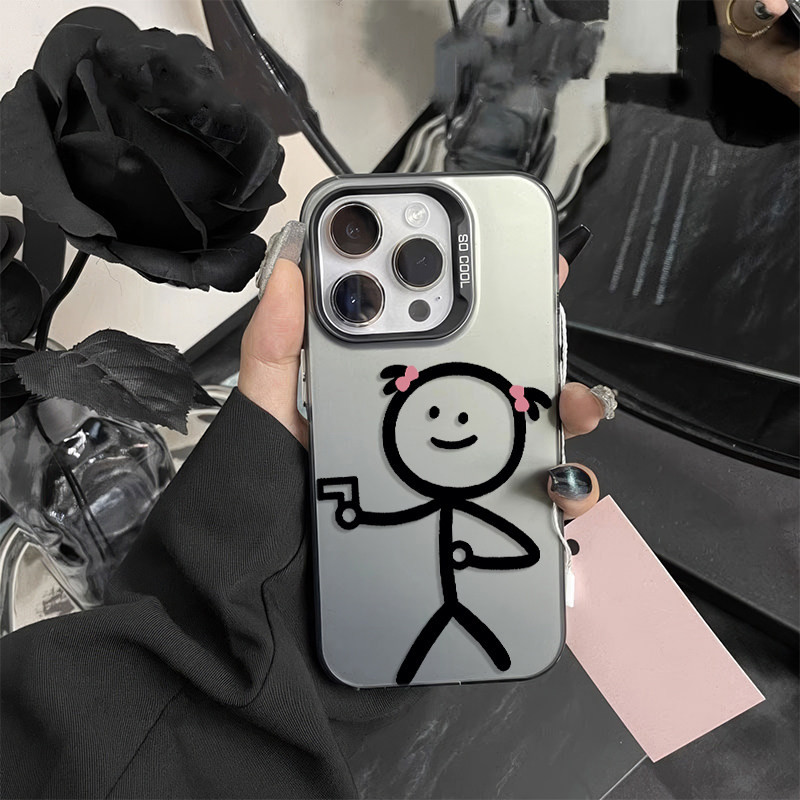 适用14ProMax拿枪火柴人iPhone17稀奇古怪华为Mate80彩银苹果16手机壳硬OPPOReno15创意IQOOz11TURBO小众x300