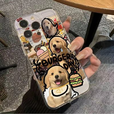 苹果13创意VIVOS30软16卡通红米K80Ultra适用14PLUS透明iPhone17手机壳12ProMax汉堡小狗可爱OPPOFINDX8ULTRA