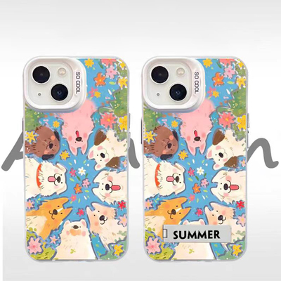 小米15Ultra彩银VIVOx200s夏日小狗苹果12适用iPhone14promax手机壳带支架OPPOReno13硬16e夏日小狗iQOOneo10