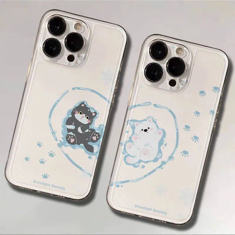 爱心雪花爪子猫咪小狗情侣红米TURBO5MAX苹果12软15ins风适用16PLUS透明iPhone13手机壳小米17ProMax可爱14pm