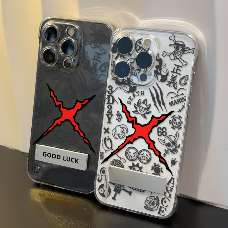 iPhone13卡通苹果15创意硬透明华为NOVA16超薄一加ACE6高级感海贼王标志无边框小米17ProMax适用14PLUS手机壳