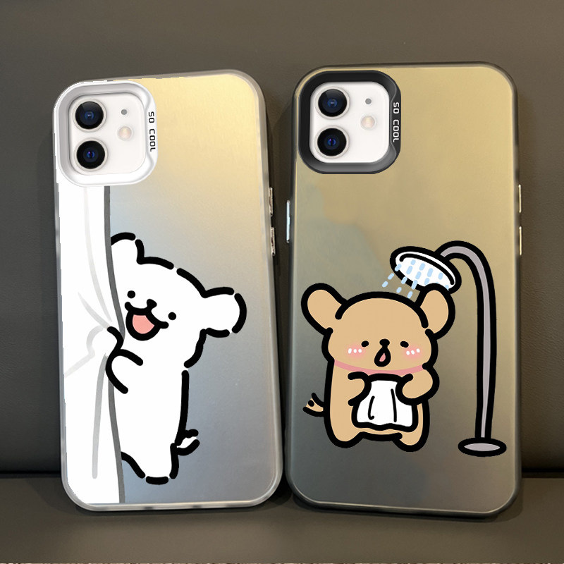 华为Pura90手机壳硬15适用14ProMax看洗澡线条小狗iPhone17可爱VIVOs50彩银苹果16卡通荣耀500情侣真我GT8Pro