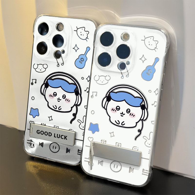 手机壳带支架硬iPhone16耳机小八适用15PLUS无边框x200s可爱一加13t超薄苹果12卡通MATE80小米14透明17ProMax